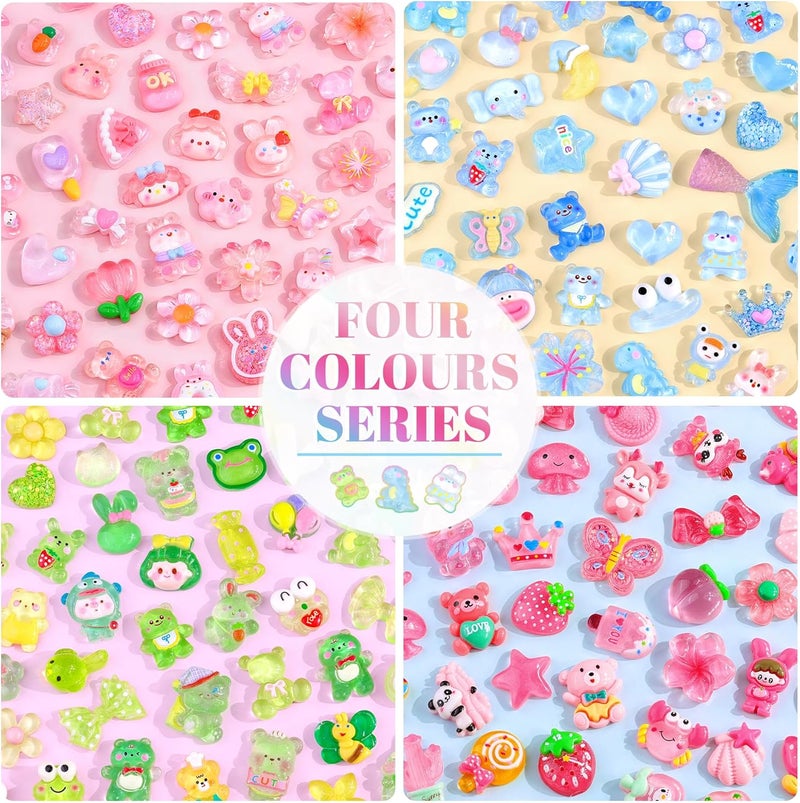 Glitzest 100PCS TINKRSTUFF Slime Charms Jelly Cute Flatback Resin Charms For Slime, Random Kawaii Decoden Charm for Embellishments Phone Junk Case Charms Bulk, Scrapbooking Crafting & DIY Decor(4 Color Series) - Image 3